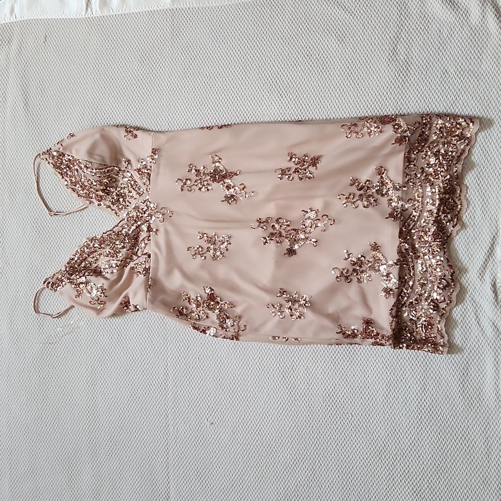 Rose gold sequin slip dress M